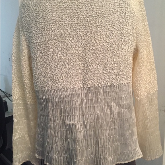 NWT Ivory Crinkle Textured Dressy Jacket Size L - Picture 3 of 6